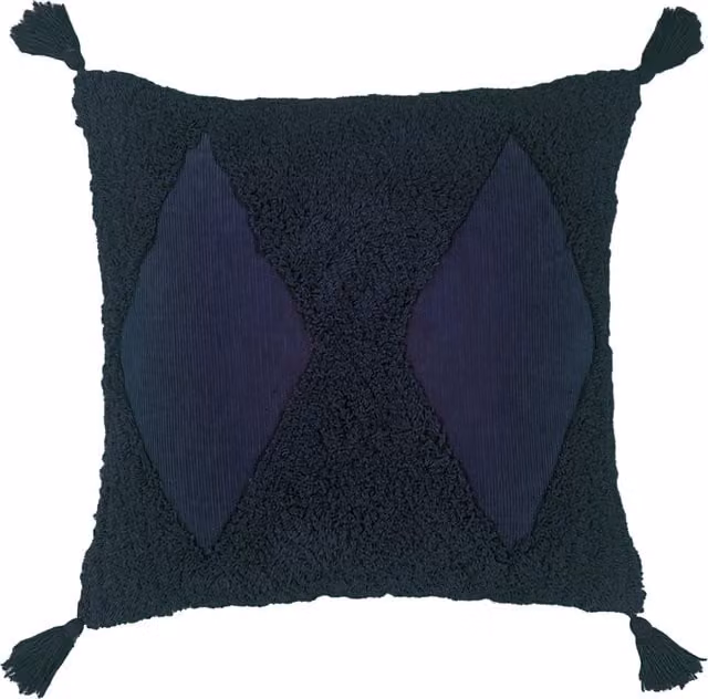 Make it a Home Blue Kantha Tufted Diamond Square Feather Cushion
