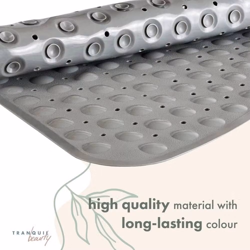 EONLION Triangular Non-Slip Grey PVC Shower Mat with Suction Cups – 2