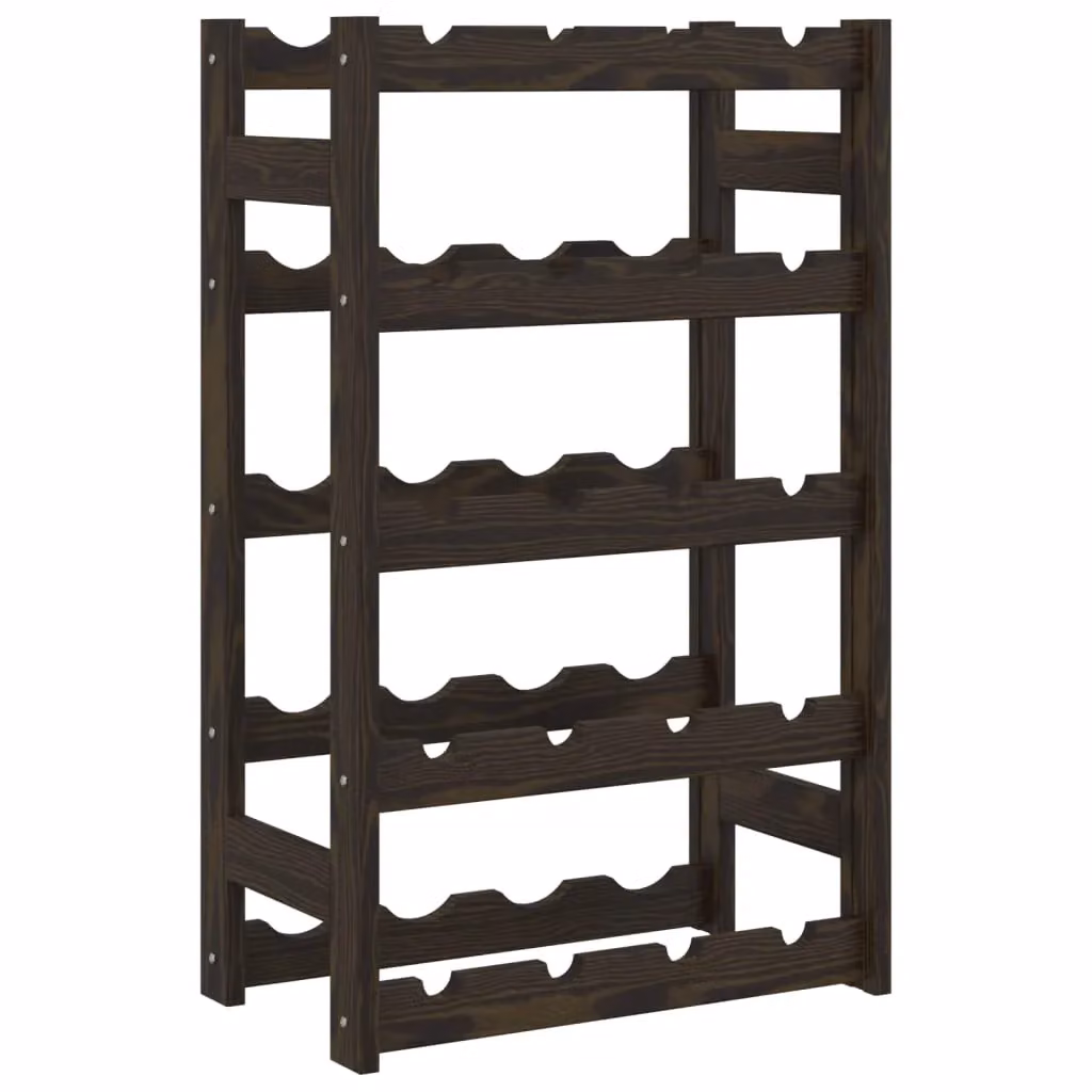 Berkfield Home Black Solid Pine Wall Mounted Rustic Wine Rack for 20 Bottles – 2