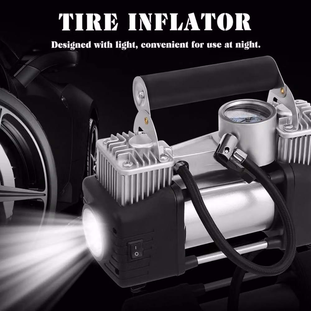 SPETLEK Heavy Duty 12V Electric Car Tyre Inflator in Black and Silver – 5