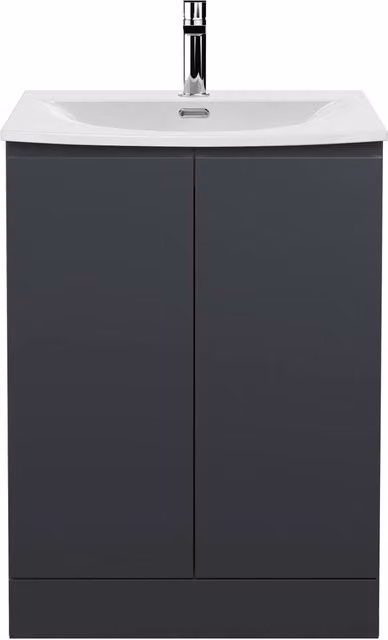 Balterley Mavesyn Contemporary 2 Door Freestanding Vanity Basin Unit, Matt Grey, Width: 60 cm