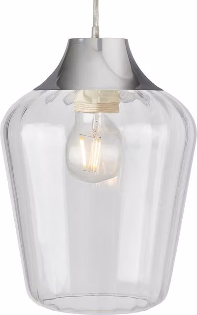 Litecraft Alia Cylinder Glass Lampshade in Chrome and Transparent