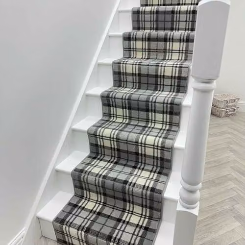 runrug Tartan Stair Runner in Grey, W: 100 cm, L: 660 cm – 5