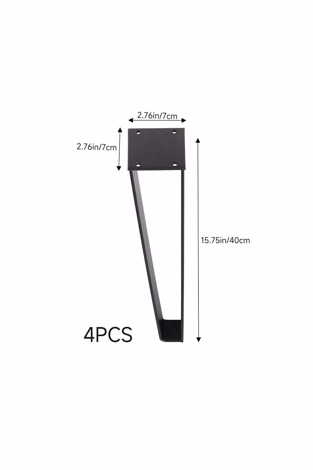 Living and Home Trapezoidal Iron Furniture Legs in Black, Height: 40 cm – 1
