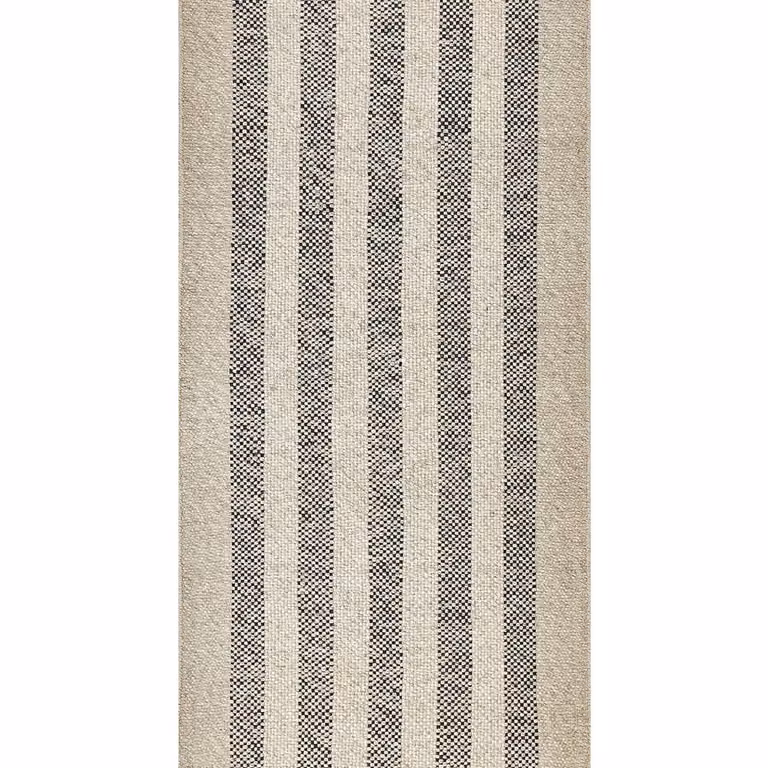 Wyld and Coco Handwoven Wool and Cotton Striped Rug in White and Black with Fringes, W: 80 cm, L: 150 cm