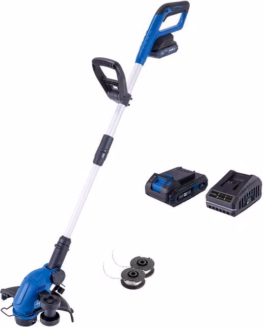 Scheppach C-LT300-X Cordless Grass Trimmer with Telescopic Handle and Rechargeable Battery, Blue