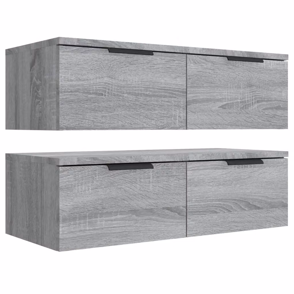 Berkfield Home Wall Mounted Cabinets, 2 Piece Set in Grey, W/D/H: 68 x 30 x 20 cm – 3