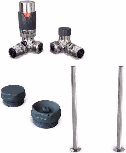Talus Flair Anthracite Thermostatic Radiator Valve Installation Kit with Thermostat Head, Angle, 1/2 inch, W/D/H: 7.6 x 12.3 x 13 cm