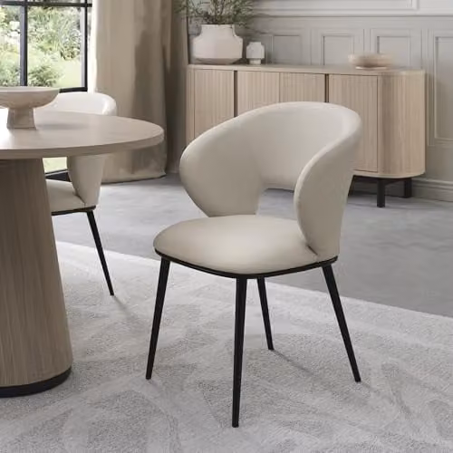 Bentley Designs Luca Upholstered Chairs in White Faux Leather (Pair)