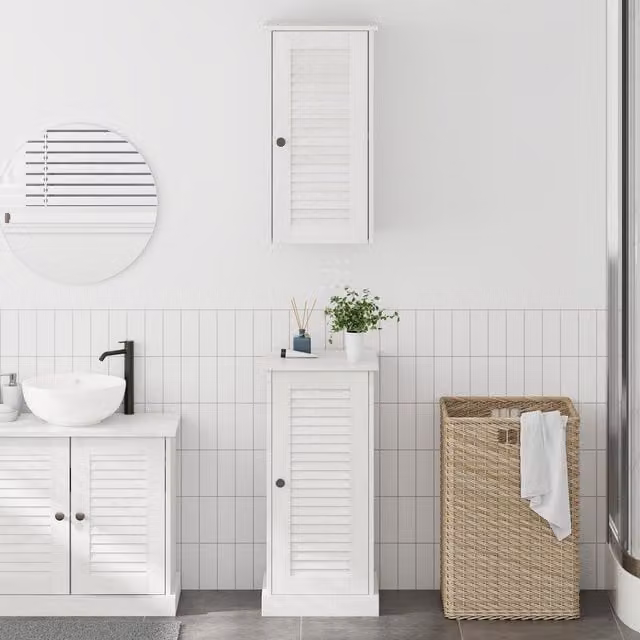 Berkfield Home 2-Piece Antique White Bathroom Furniture Set, W/D/H: 37 x 34 x 80 cm