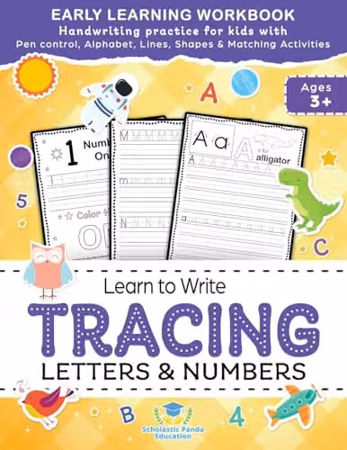 Scholastic Panda Education Learn to Write Tracing Letters and Numbers Early Learning Workbook for Kids Ages 3 4 5 in Multicolour