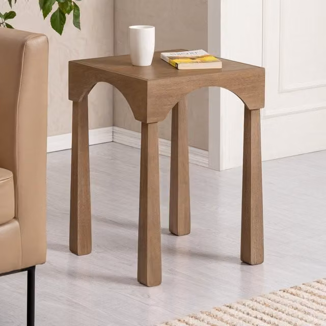 MH London Casa Solid Wood Veneer Side Table in Beige
