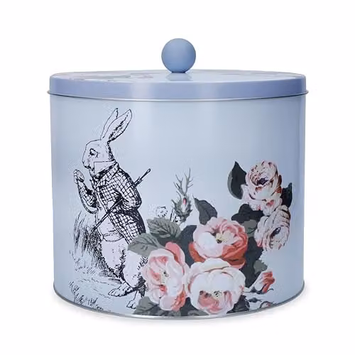 Mikasa Floral Metal Biscuit Tin with Lid in Blue and Multicolour, Diameter: 15 cm – 1