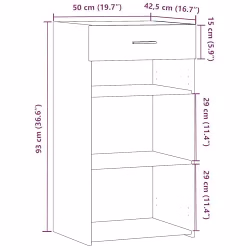 vidaXL Modern Smoked Oak Sideboard in Brown, W/D/H: 50 x 42.5 x 93 cm – 3