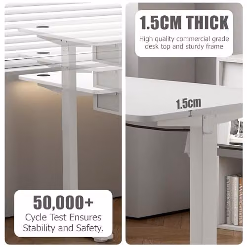 MCC Direct Easton Electric Height Adjustable Standing Desk, White, W: 140 cm, D: 60 cm – 5