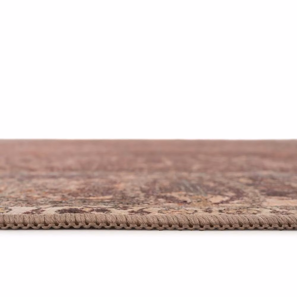 Kukoon Burgundy Distressed Soft Pile Area Rug in Plum, W/D: 80 x 150 cm – 4