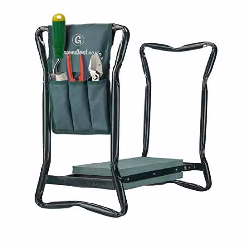 Groundlevel Multi Purpose Easy Relax Garden Kneeler and Chair with Tool Bag in Green and Black – 3