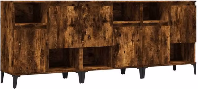 Berkfield Home 3-Piece Smoked Oak Sideboard Set in Brown, W/D/H: 60 x 35 x 70 cm