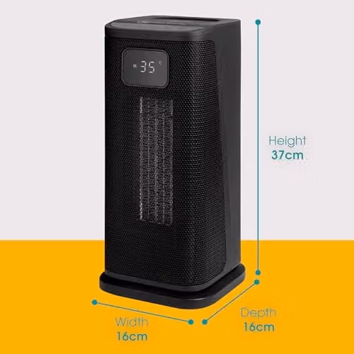 Abode 2000W Ceramic Fan Heater, Black, Freestanding – 2