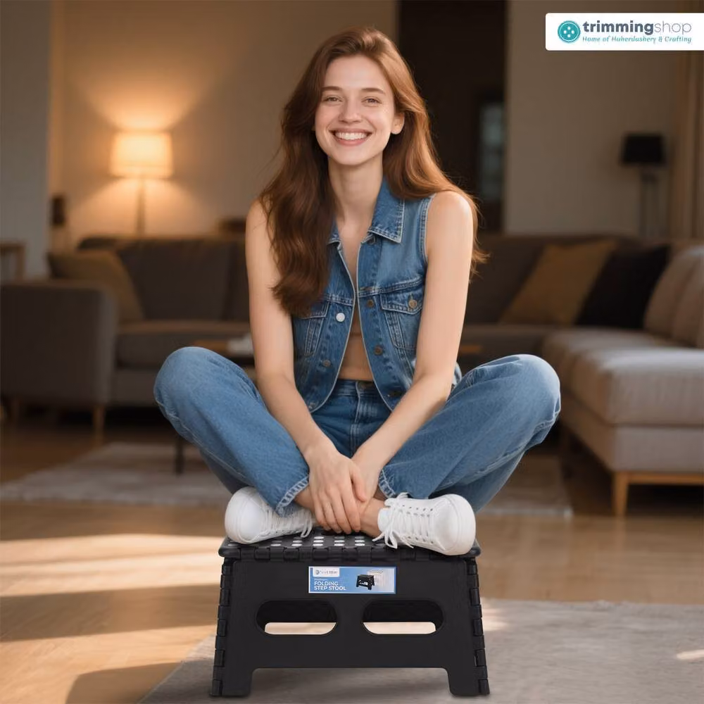 Neel Blue Anti-Skid Folding Step Stool in Black for Camping and Travel – 6