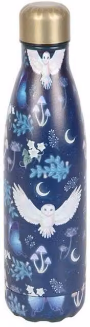 Something Different Night Flight Owl Stainless Steel Water Bottle in Blue and Gold, 416 ml – 3