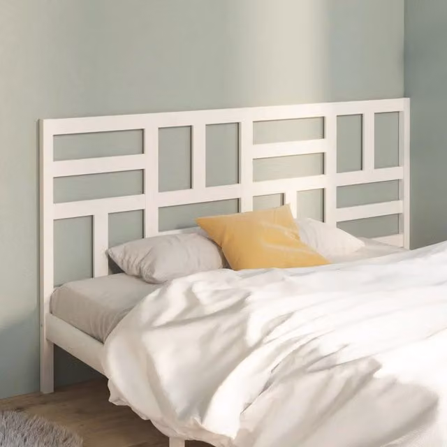 Berkfield Home White Rustic Solid Wood Pine Bed Headboard W/D/H: 206 x 4 x 104 cm – 1