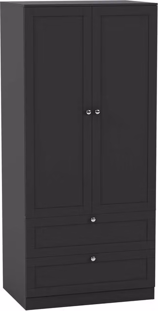 Vida Designs Altino 3 Piece Black Bedroom Set including Wardrobe, Chest of Drawers and Nightstand