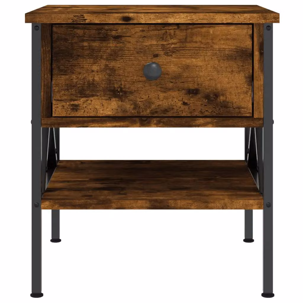 Berkfield Home Set of 2 Smoked Oak Bedside Tables in Brown, W/D/H: 40 x 42 x 45 cm – 5