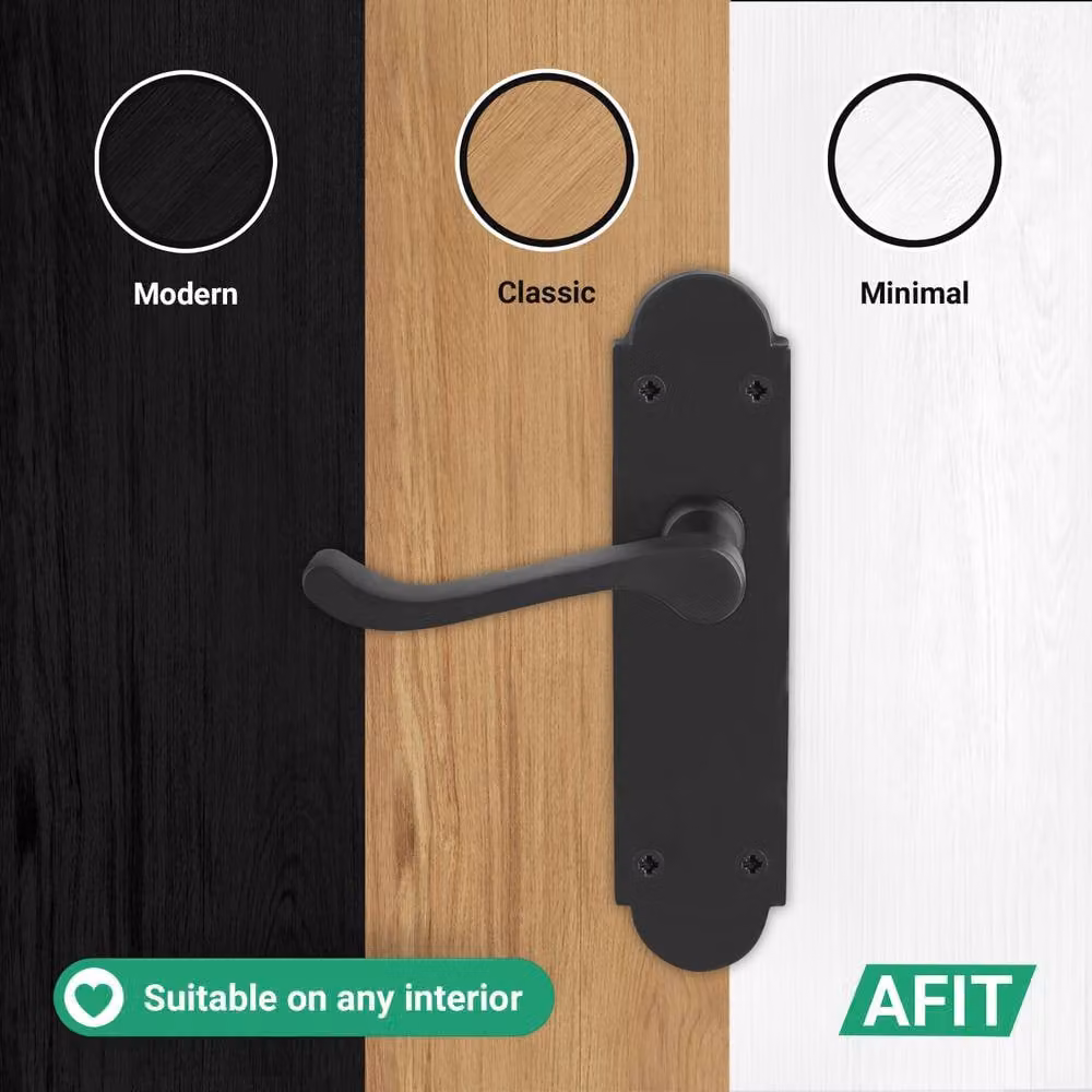 AFIT Matt Black Door Handle and Latch Set, 5 Pairs, W/D/H: 15.0 x 15.0 x 1.72 cm – 5