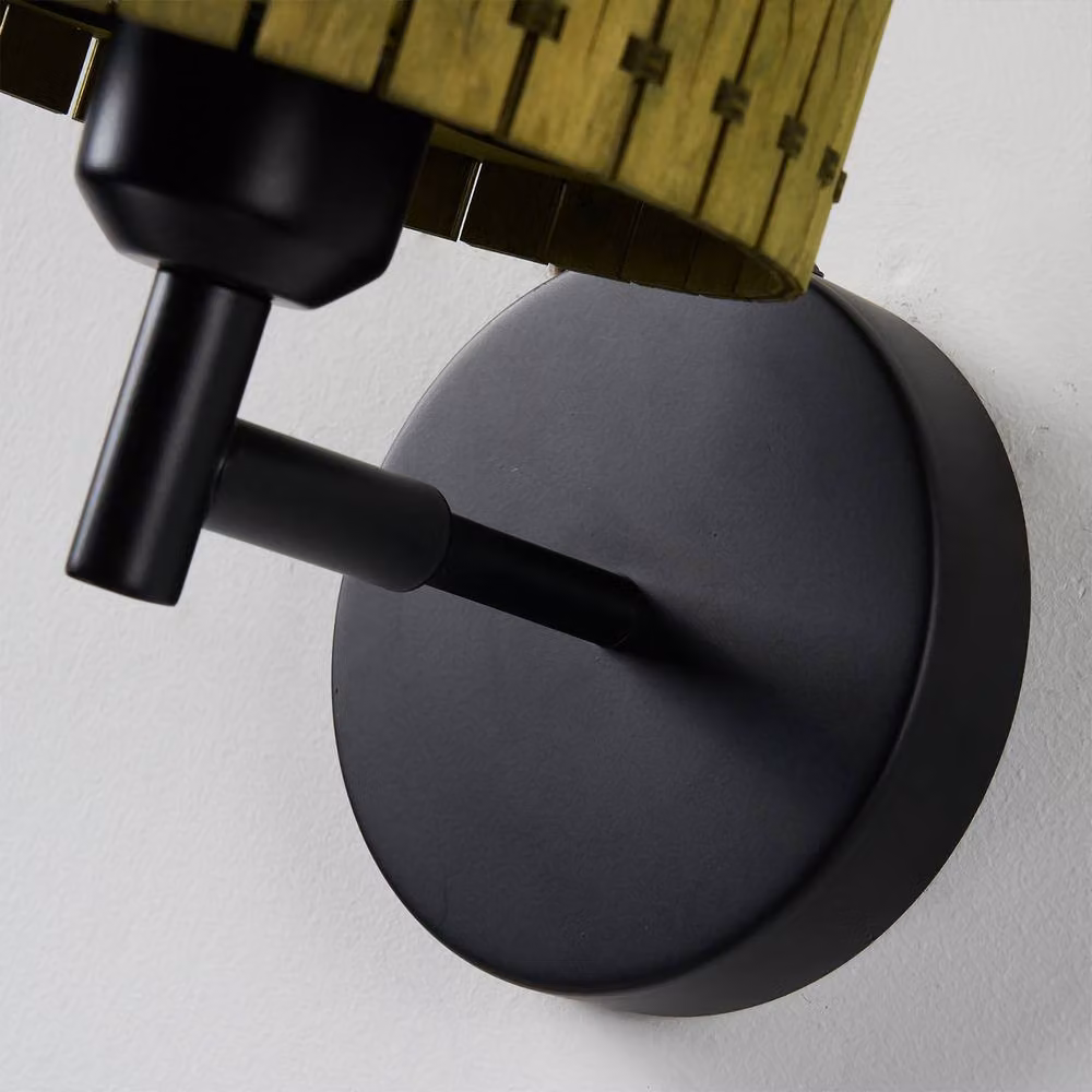 NIVOR Set of 2 Boho Farmhouse Wooden Armed Sconce Wall Lights, Green, E27 – 6