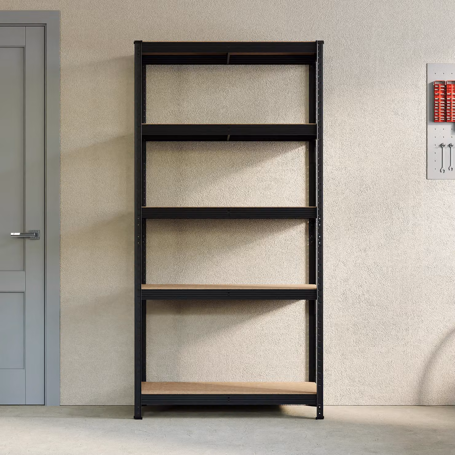 Home Discount Home Vida Set of 2 Heavy Duty 5 Tier Garage Shelves and Work Benches in Black, W/D/H: 150 x 70 x 150 cm – 5