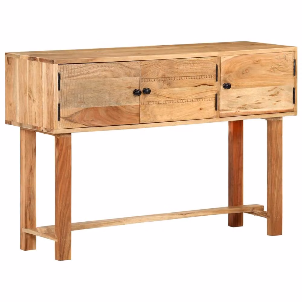 Berkfield Home Rustic Solid Acacia Wood Sideboard in Brown, W/D/H: 115 x 35 x 75 cm – 1