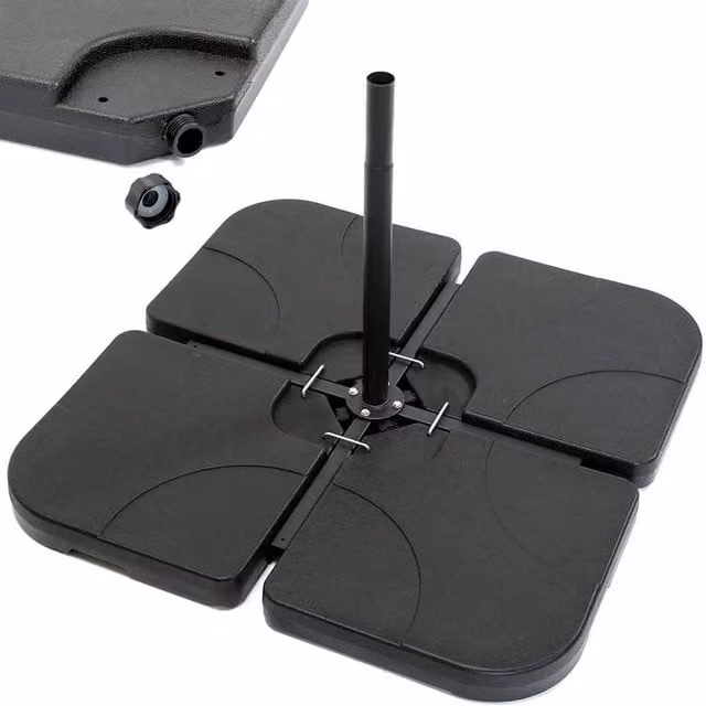Shatchi 4 Piece Heavy Duty Square Banana Parasol Base in Black