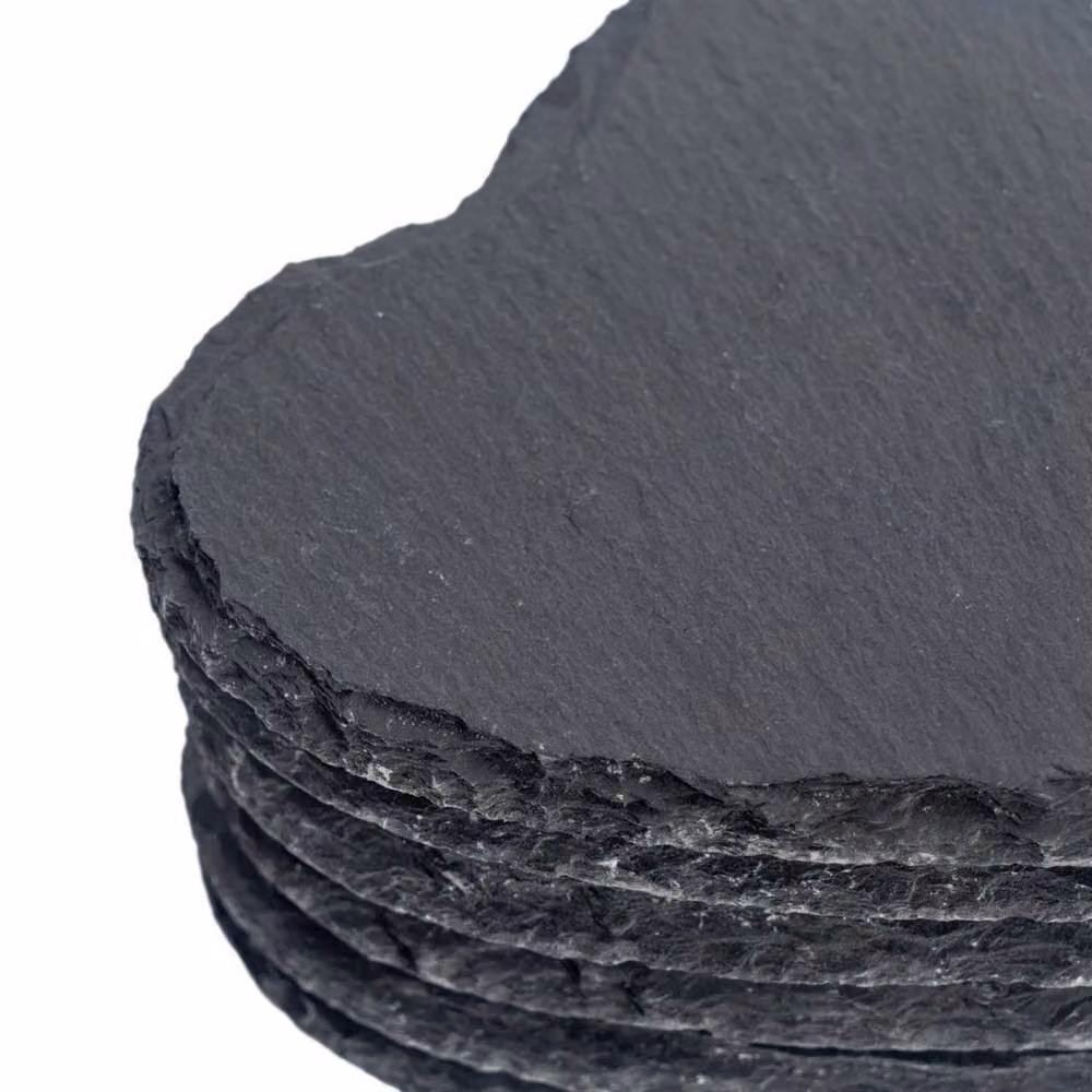 Havendro Set of 12 Heart Shaped Natural Black Slate Coasters, Diameter: 10 cm – 3