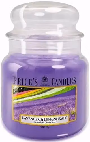Price's Candles Lavender and Lemongrass Small Jar Candle, Purple