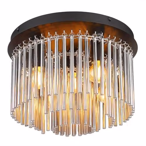 Netlighting Gorley Modern Ceiling Light in Black and Chrome with Smoke Glass Shade, Diameter: 32 cm