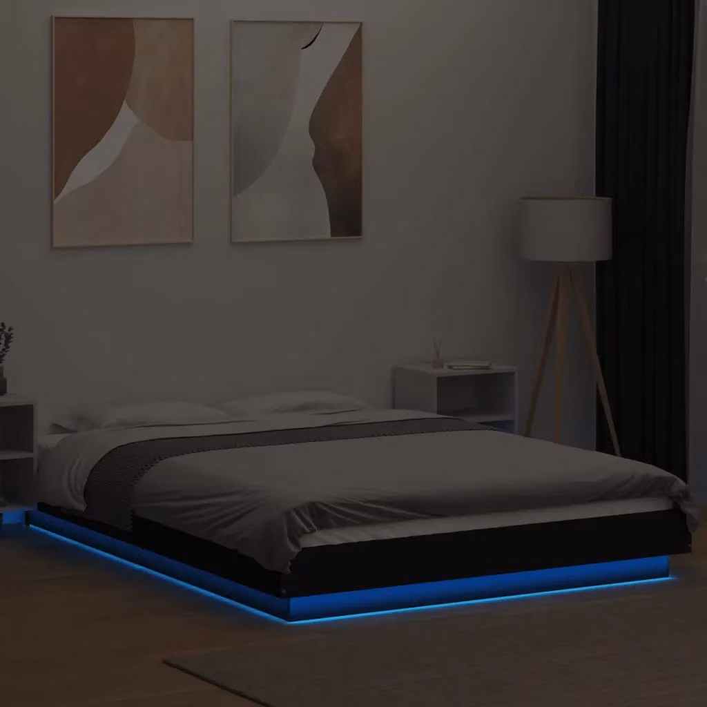 Berkfield Home Modern Bed Frame with LED Lights and USB Charging Port, Black, W/D/H: 120 x 190 cm – 3