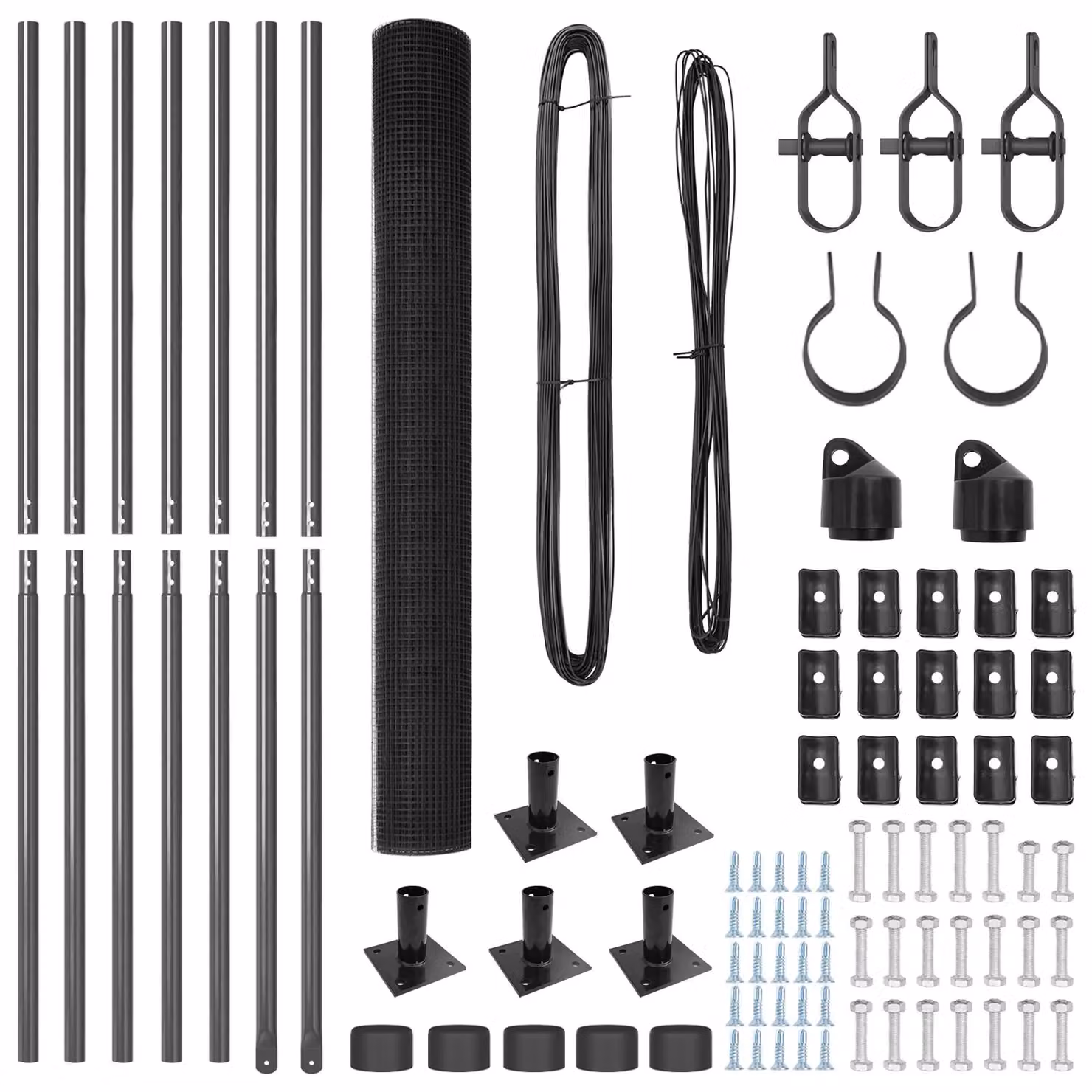 Berkfield Home Grey Powder-Coated Steel Welded Wire Fence with 7 Flanged Round Posts, W: 10 m, H: 1.4 m – 5