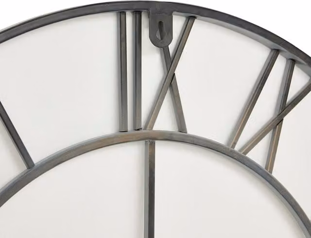 KDMK Oversized Grey Metal Skeleton Wall Clock with Roman Numerals, Diameter: 80 cm