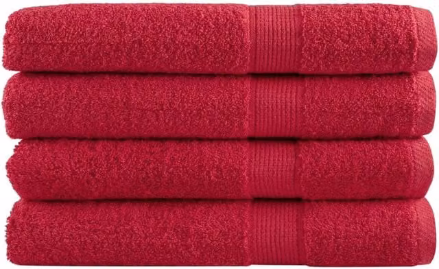 Berkfield Home SOLUND Premium Cotton Sauna Towels, 4 Pack, Red, W: 80 cm, L: 200 cm, 600 gsm – 1