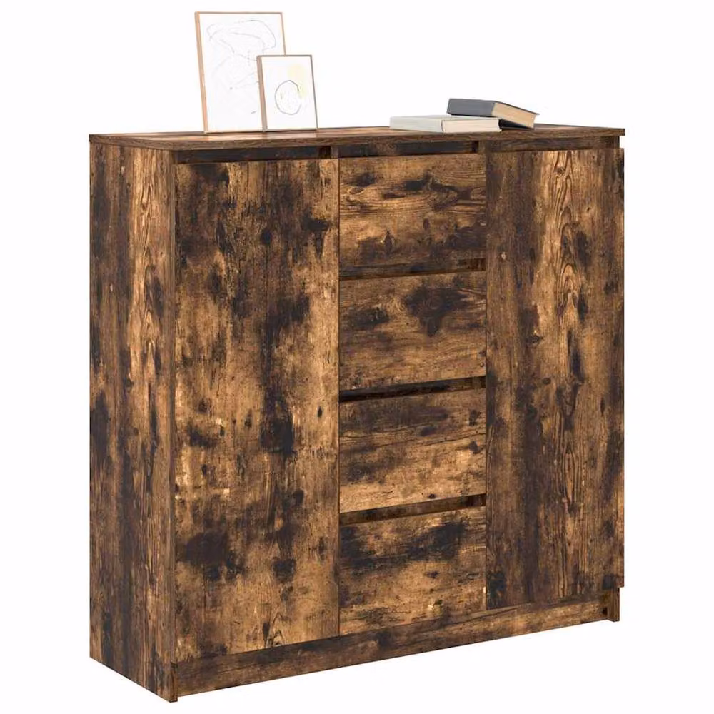 Berkfield Home Sideboard with Drawers in Smoked Oak Brown, W/D/H: 100.5 x 35 x 98.5 cm – 3