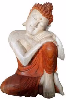 KDMD Hand Carved Brown Wooden Buddha Statue, Height: 30 cm