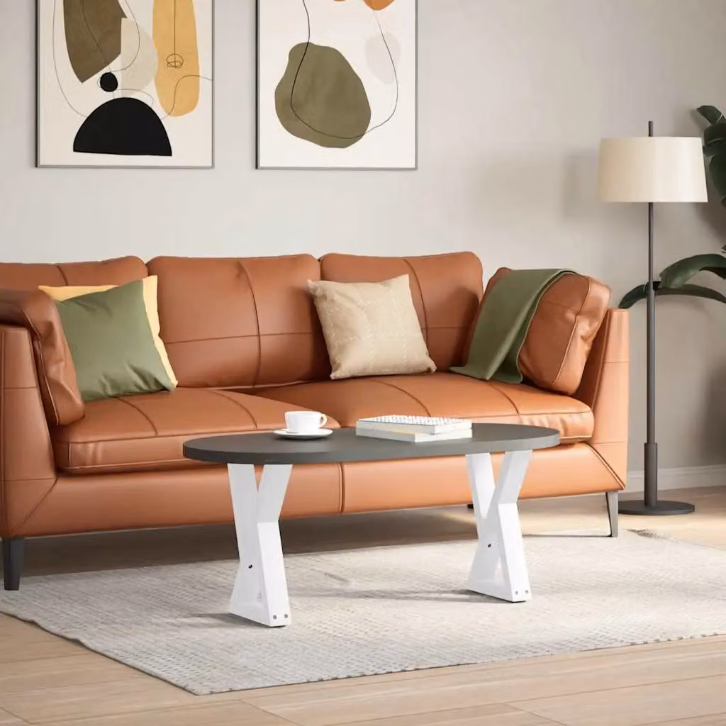 Berkfield Home Steel Coffee Table Legs, 2 Pieces, White, W/D/H: 28 x 28 x 42-43.3 cm – 2