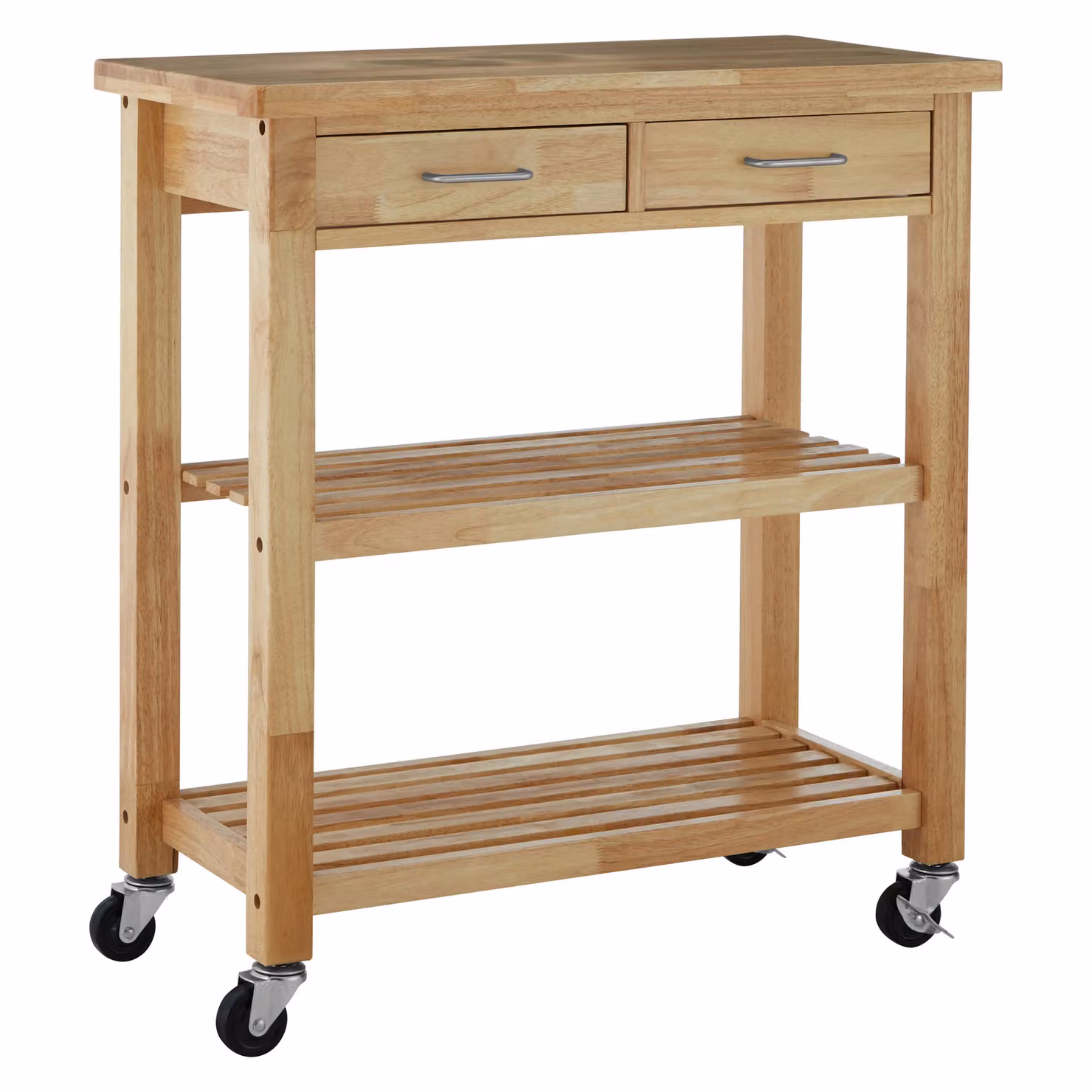 Orsina Glenn Compact Tropical Hevea Wood Kitchen Trolley, Brown, W/D/H: 87.0 x 40.0 x 80.0 cm – 2
