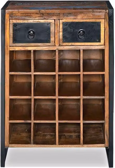Berkfield Home Industrial Wine Rack for 16 Bottles in Brown Reclaimed Wood