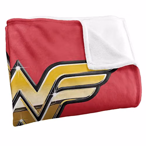 LOGOVISION Justice League Wonder Woman White and Gold Super Soft Microfibre Fleece Throw Blanket W/D/H: 152 x 127 cm – 2