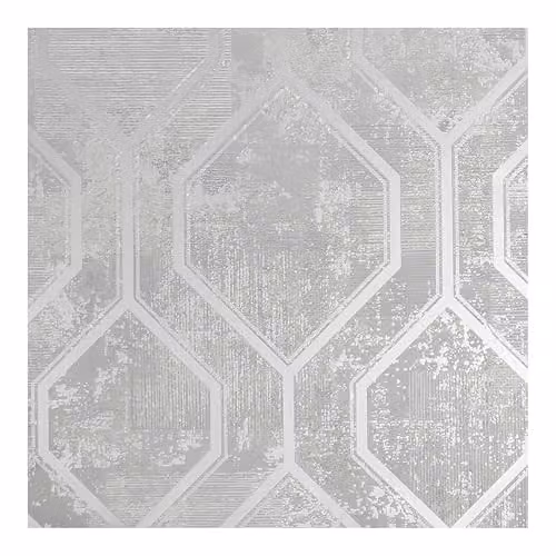 Graham & Brown Armature Geo Grey and Silver Geometric Abstract Wallpaper