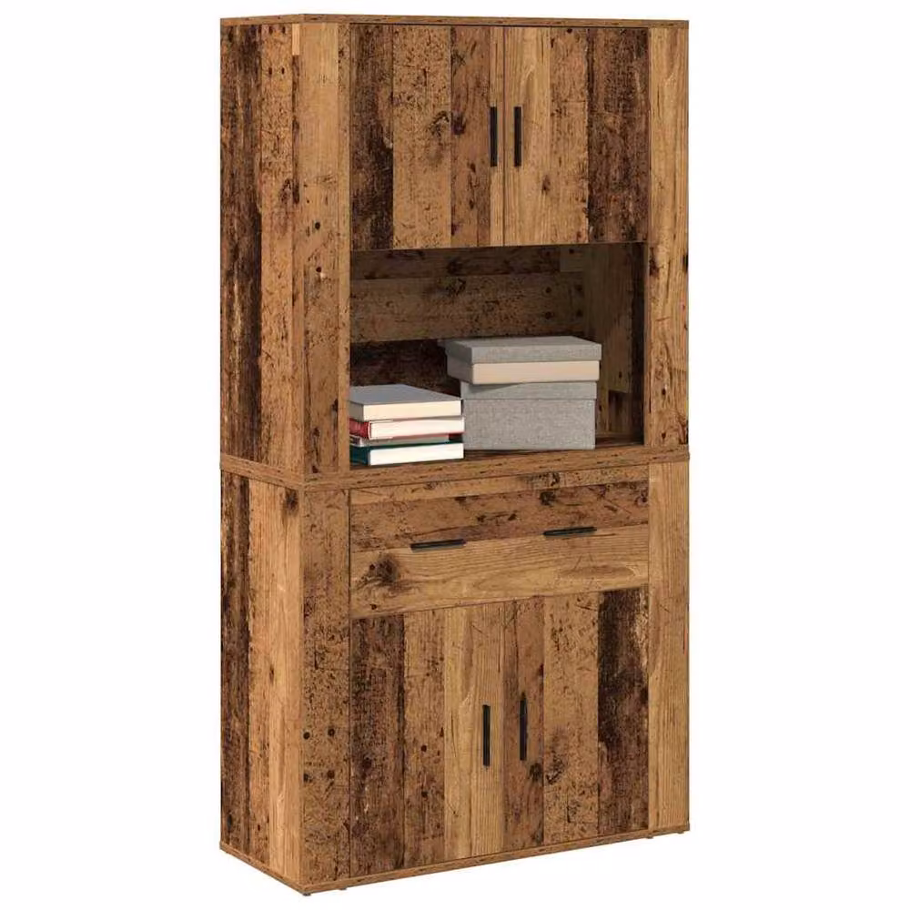 Berkfield Home Old Wood Highboard in Brown, W/D/H: 80 x 33 x 150 cm – 3