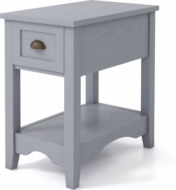 COSTWAY Retro Rectangular Side Table and Nightstand in Grey