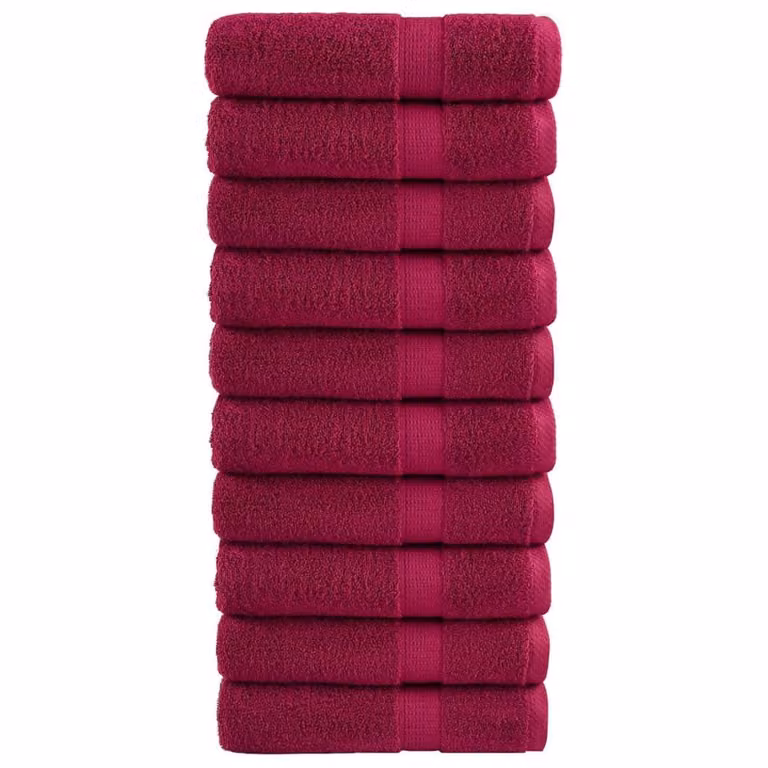 Berkfield Home SOLUND Premium Cotton Terry Bath Towels, 10 Piece Set, Bordeaux Red, W: 100 cm, L: 150 cm, 600gsm